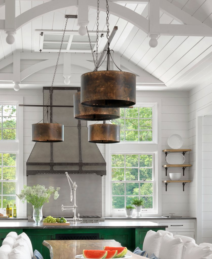 Rustic Kitchen Lighting With Tables And Chairs